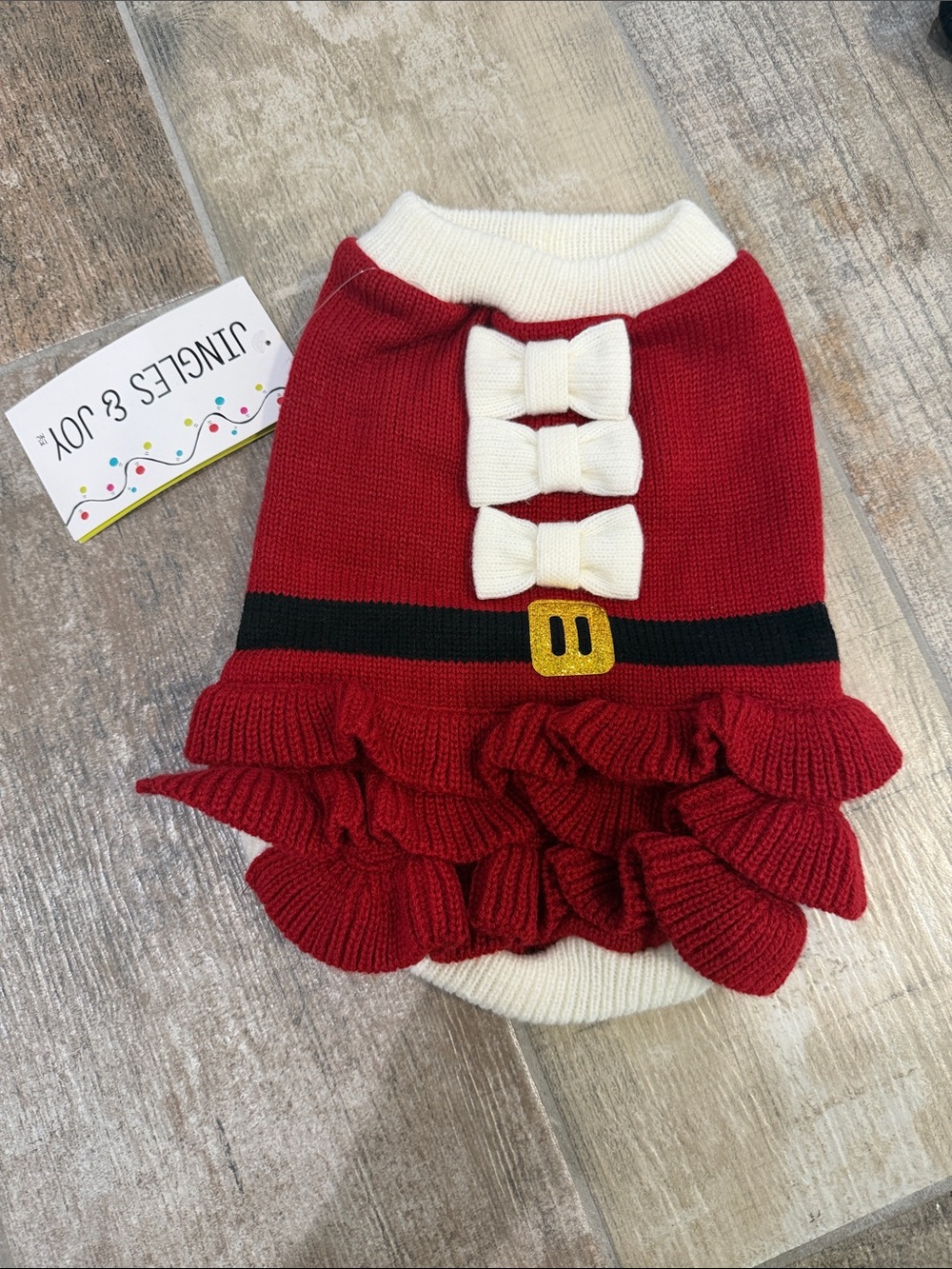 NWT Jingles & Joy Mrs Clause Santa Christmas Dog Sweater Size Small S